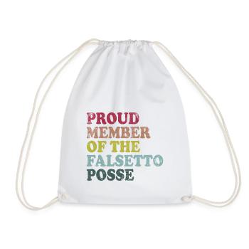 Proud Member of the Falsetto Posse - retro dark - Drawstring Bag - white - Front