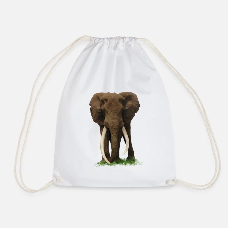 Elephant - Kenya - Africa - Drawstring Bag - white