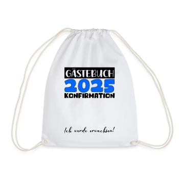 Confirmation 2025 Guest Book Decoration Girls Boys - Drawstring Bag - white - Front