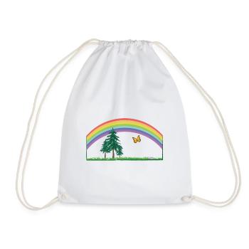 Arc-en-ciel arc-en-ciel avec prairie et papillon - Sac de sport léger - blanc - Devant