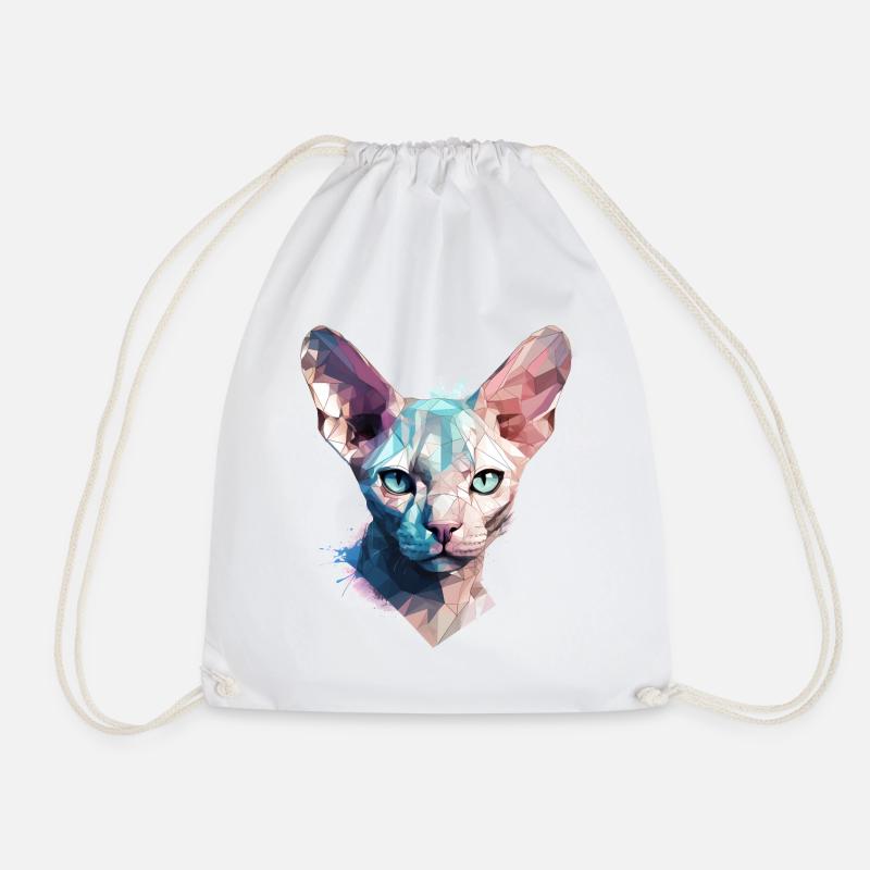 Sphynx Cat - Drawstring Bag - white