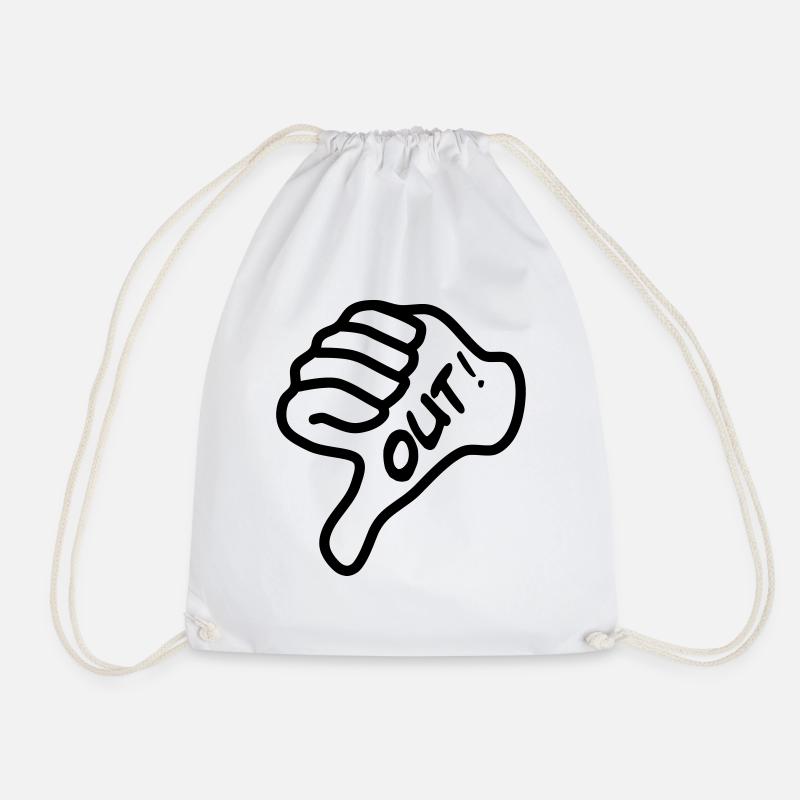 out gift idea thumbs down! - Drawstring Bag - white