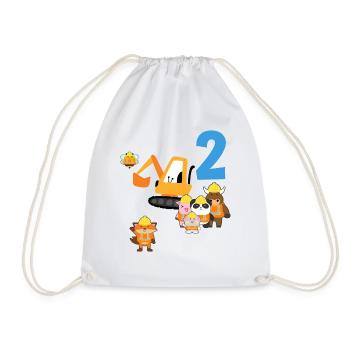 2 Jahre Geburtstag Bagger Baggerfahrer Geschenk - Turnbeutel - Weiß - Vorne