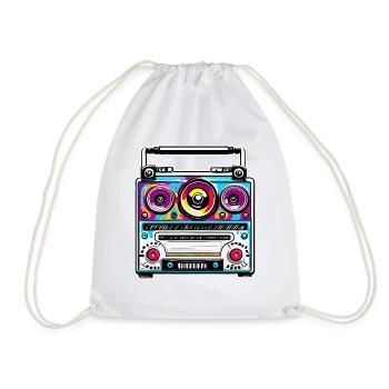 Radio / Analog / Music / Frequency / Speakers - Drawstring Bag - white - Front