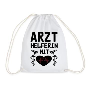 Arzthelferin mit Herz Geschenk - Turnbeutel - Weiß - Vorne