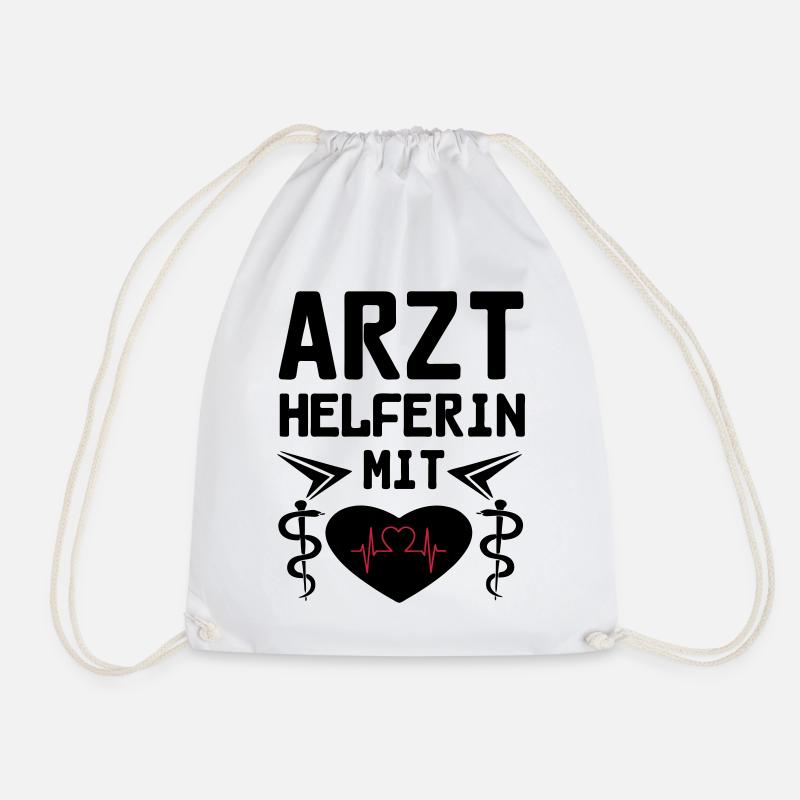 Arzthelferin mit Herz Geschenk - Turnbeutel - Weiß