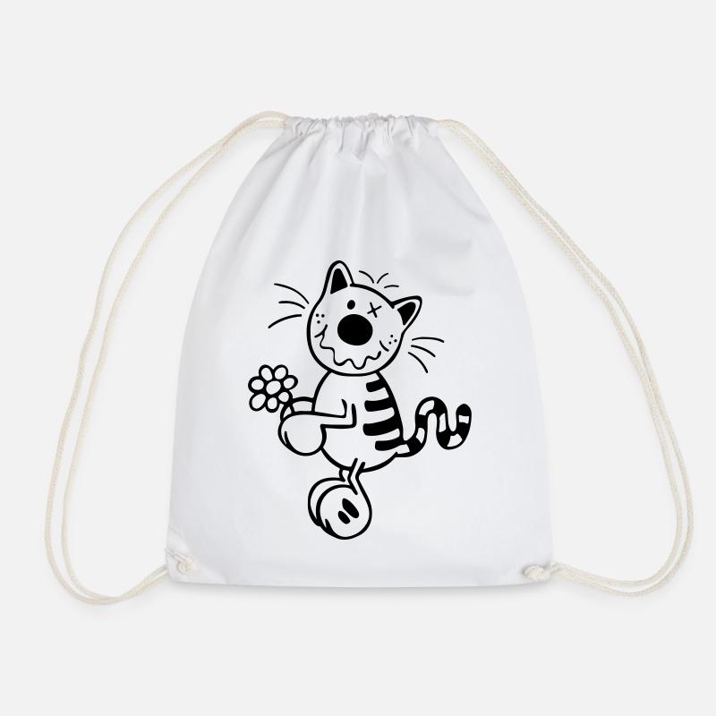 Katze mit Blume - Turnbeutel - Weiß