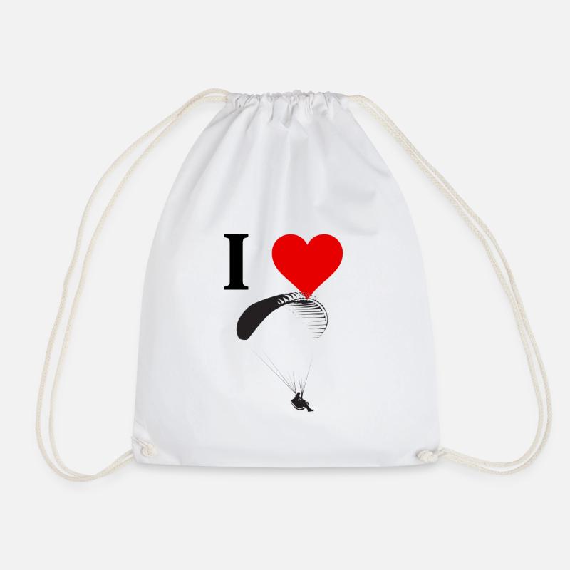 I love paragliding - Drawstring Bag - white
