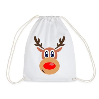 Rudolph Weihnachten Rentier Gesicht - Turnbeutel - Weiß - Vorne