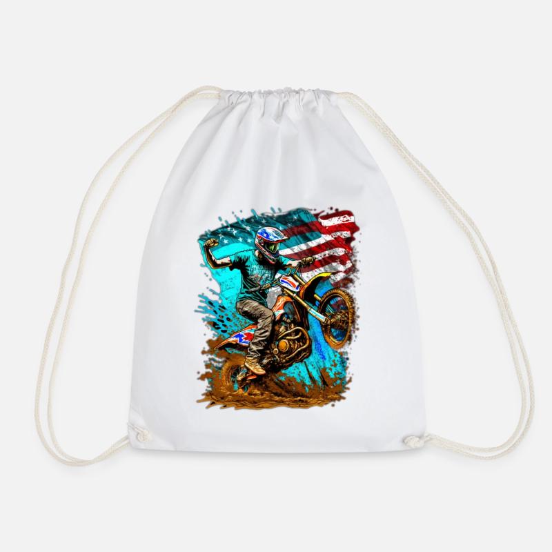 Drapeau américain Moto Splash - Sac de sport léger - blanc