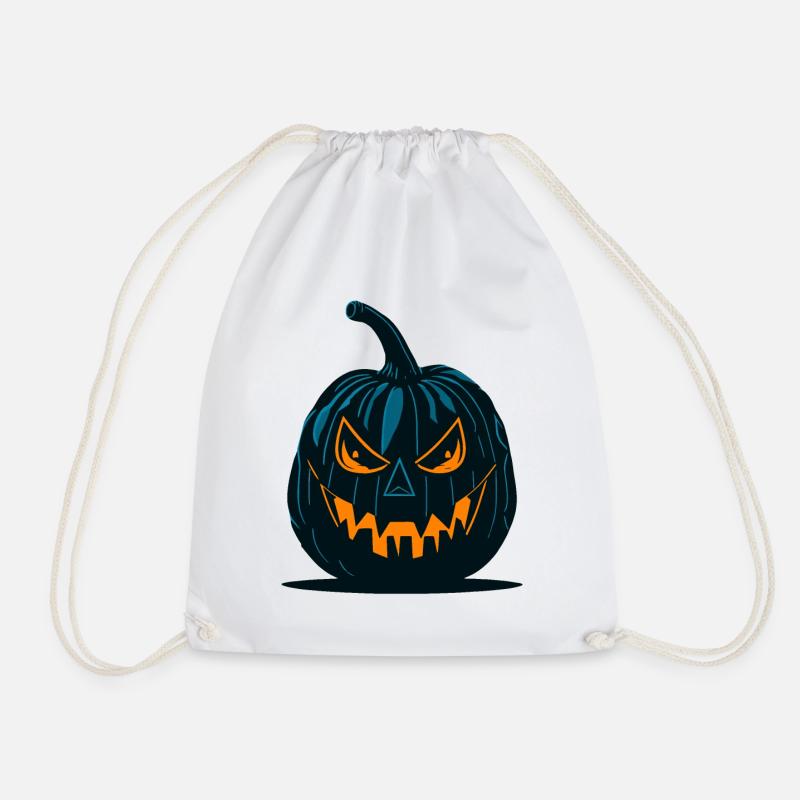 Glowing Jack-o'-Lantern Pumpkin Design - Drawstring Bag - white