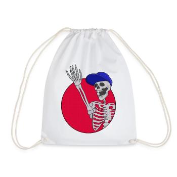 Hey Friends Cool and Funny Skeleton - Drawstring Bag - white - Front