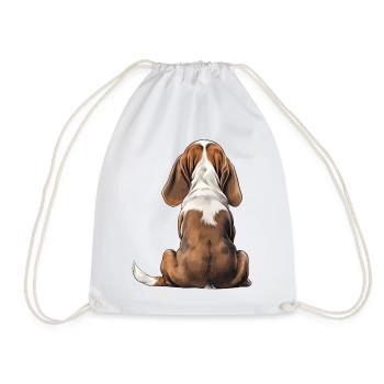Basset Hound - Drawstring Bag - white - Front