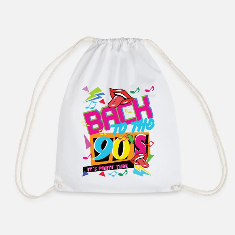 BACK TO THE 90 S IT S PARTY TIME - Drawstring Bag - white