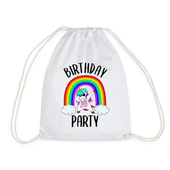 Birthday Party cooles Einhorn bunter Regenbogen - Turnbeutel - Weiß - Vorne