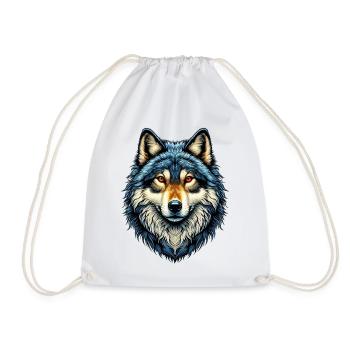 Wolf - Drawstring Bag - white - Front