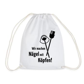 Wir Machen Nägel Mit Köpfen! Hochzeit Brautpaar B - Turnbeutel - Weiß - Vorne