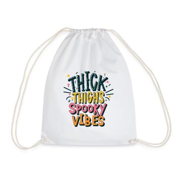 Thick Thighs, Spooky Vibes - Drawstring Bag - white - Front