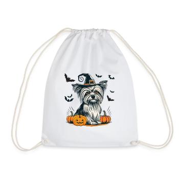 Yorkshire Terrier in Halloween-Stimmung - Turnbeutel - Weiß - Vorne
