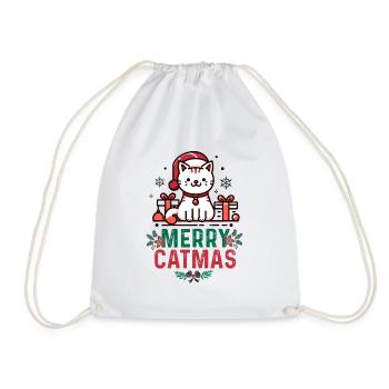 Merry Catmas, Merry Christmas - Drawstring Bag - white - Front