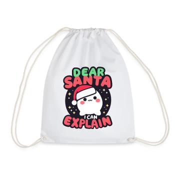 Dear Santa, I can Explain - Drawstring Bag - white - Front