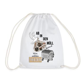 World Day of Peace - We want peace, not weapons - Drawstring Bag - white - Front