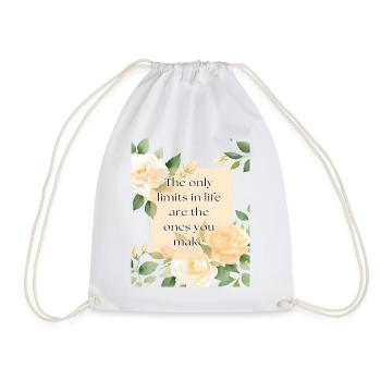 Floral pattern with saying - The Only limits in life - Drawstring Bag - white - Front
