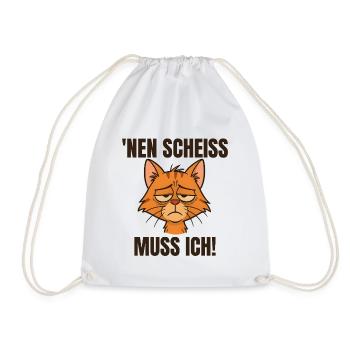 Funny cat with a cheeky saying 'a shit - Drawstring Bag - white - Front