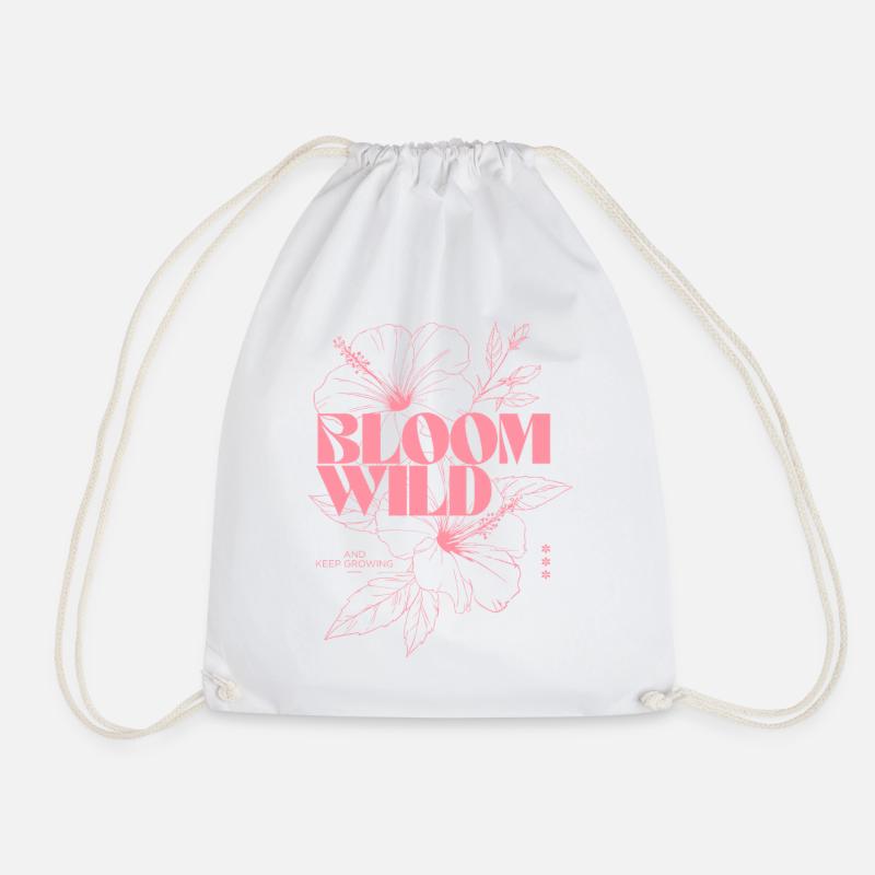 Bloom Wild Floral Illustration - Drawstring Bag - white