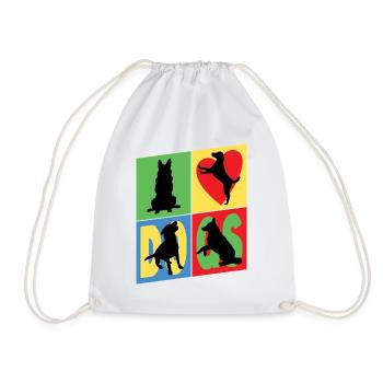 Dogs I Love Dogs Silhouettes Dog Mom Dog Dad - Drawstring Bag - white - Front