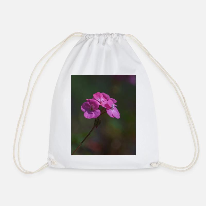 Pink Flowers - Drawstring Bag - white