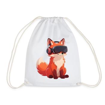 Süßer Fuchs Cartoon Gamer Virtual Reality Zocker - Turnbeutel - Weiß - Vorne