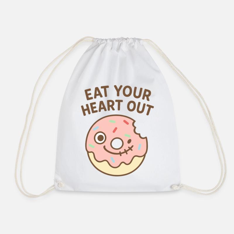 Eat Your Heart Out Donut - Drawstring Bag - white