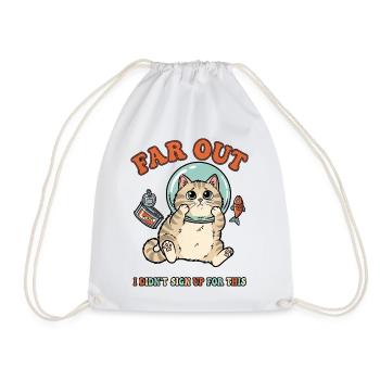 Cat Cute Cartoon Aquarium Astronaut White Outdoor - Drawstring Bag - white - Front