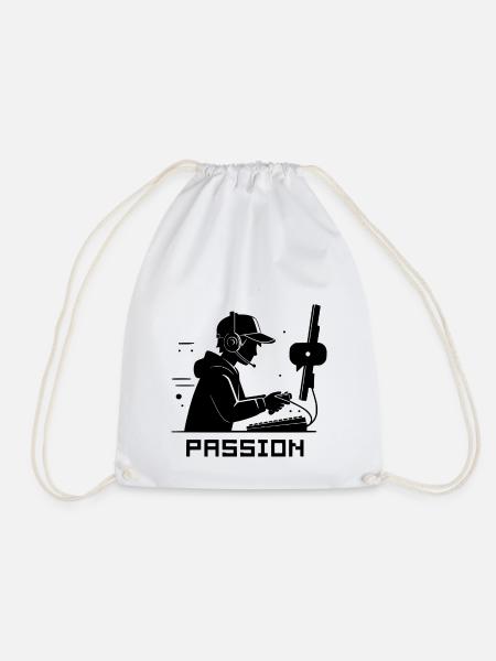 Gamer Silhouette schwarz - Passion - Turnbeutel - Weiß