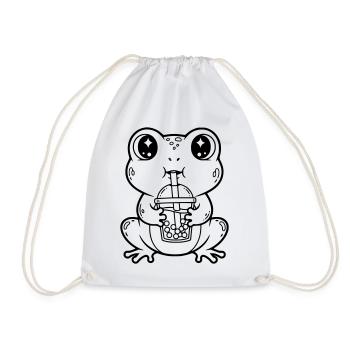 Grenouille mignonne avec design artistique en tisane bubble - Sac de sport léger - blanc - Devant