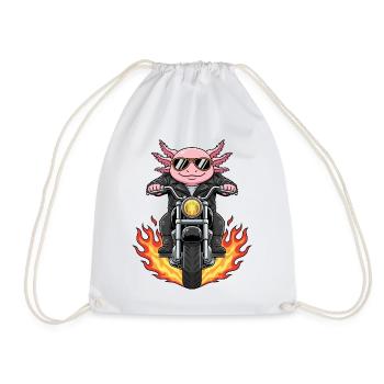 Cool Biker Axolotl Motorradflammen - Turnbeutel - Weiß - Vorne