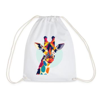 Motif coloré de tête abstraite de girafe - Sac de sport léger - blanc - Devant