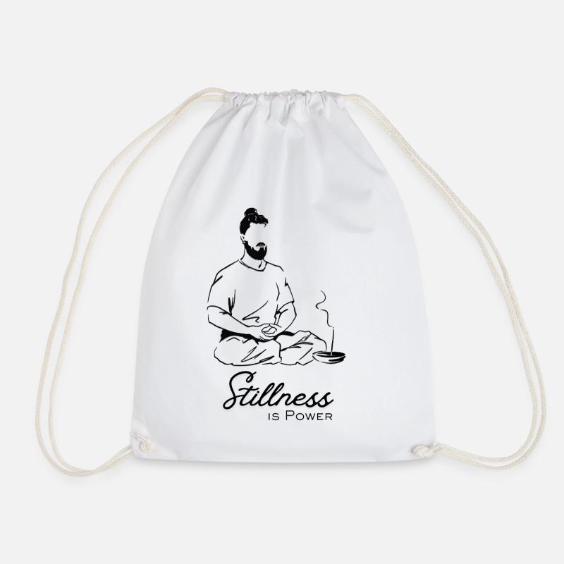 Stillness is Power - Drawstring Bag - white