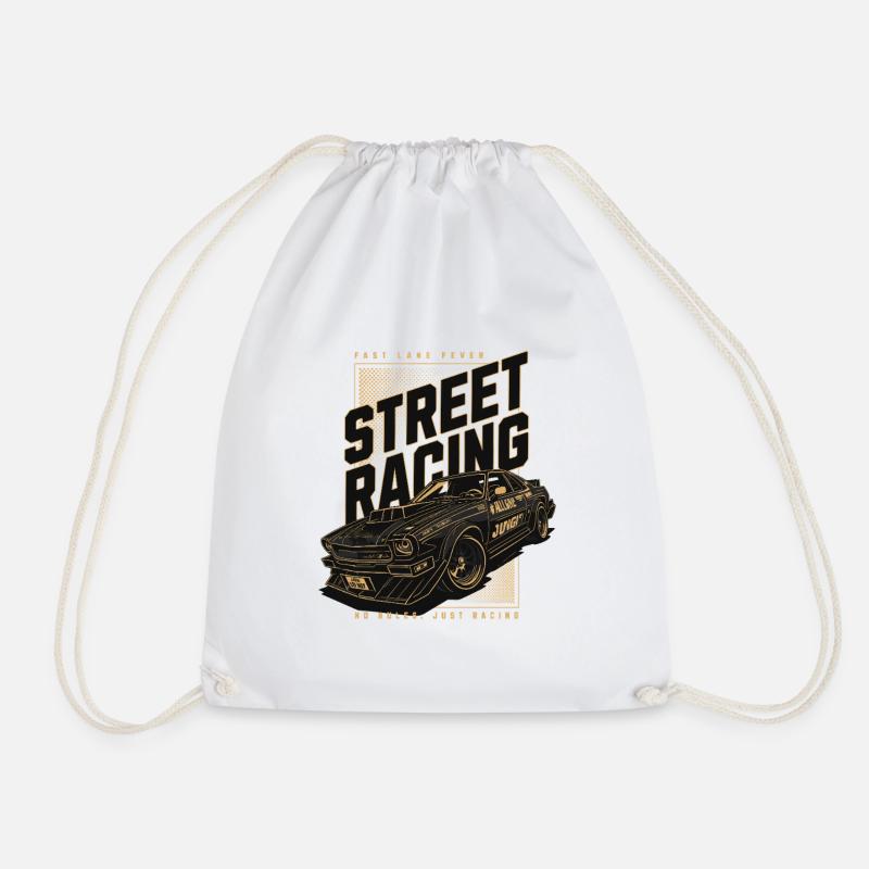 Street Racing Car Print - Drawstring Bag - white