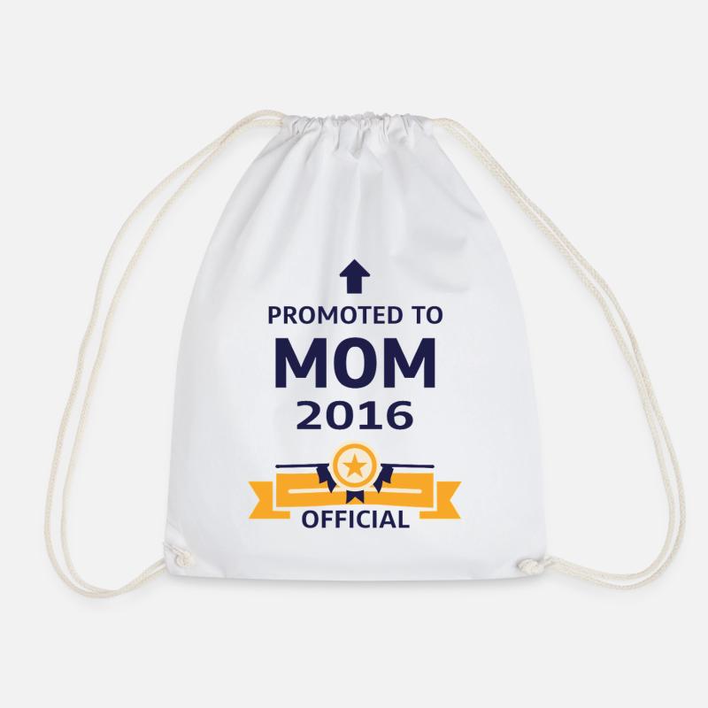 Promoted to Mom 2016 - Drawstring Bag - white