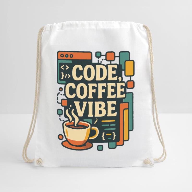 Code Coffee Vibe – Funny Programmer T-Shirt Drawstring Bag