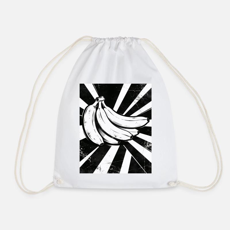 Black and White Bananas Collage - Drawstring Bag - white