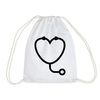 Vet Heart Stethoscope Logo - Drawstring Bag - white - Front