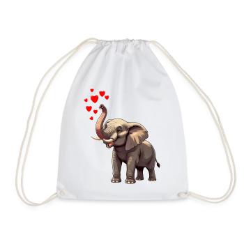 Éléphant au cœur - Sac de sport léger - blanc - Devant