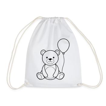 Ballon tenant un ours en peluche - Sac de sport léger - blanc - Devant