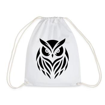Wise Wood Owl : Art de la silhouette de la chouette fauve - Sac de sport léger - blanc - Devant