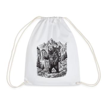 Hiking - Outdoor Adventure - Bear - Drawstring Bag - white - Front