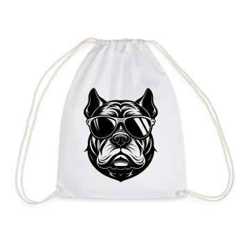 Bulldog with sunglasses - Drawstring Bag - white - Front