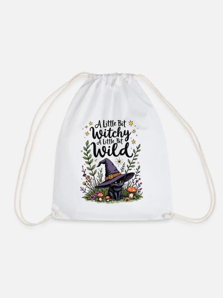 Witchy Black Cat – Ein bisschen wild - Turnbeutel - Weiß